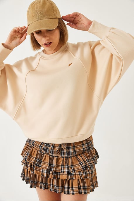 Gestickter Rundhalsausschnitt Langarm-Sweatshirt - Image 6
