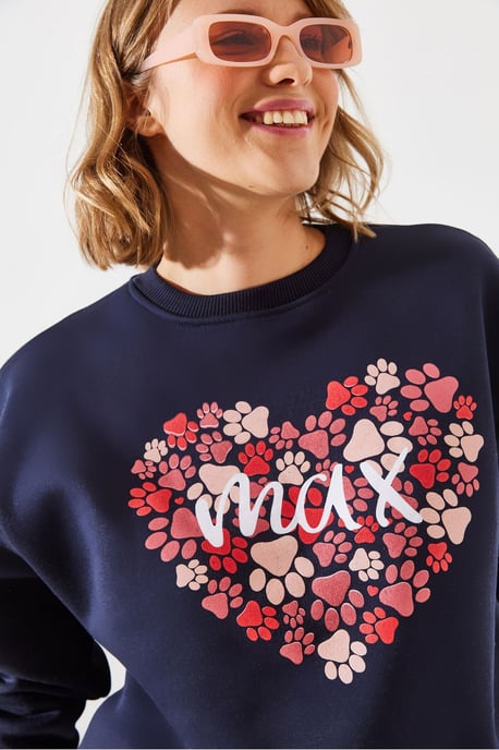 Bedruckter Baumwoll-Rundhals-Sweatshirt - Image 1