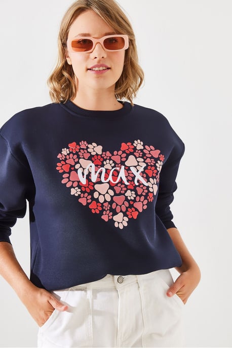 Bedruckter Baumwoll-Rundhals-Sweatshirt - Image 3