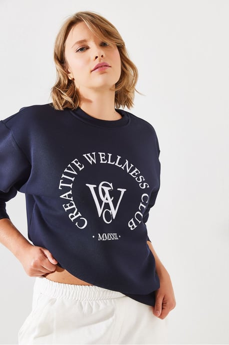 Crew-Neck Baumwoll-Sweatshirt mit Motto-Print - Image 2