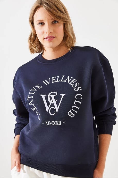Crew-Neck Baumwoll-Sweatshirt mit Motto-Print - Image 3