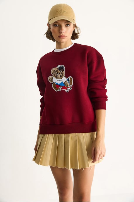 Gestickter Rundhalsausschnitt Langarm-Sweatshirt - Image 2