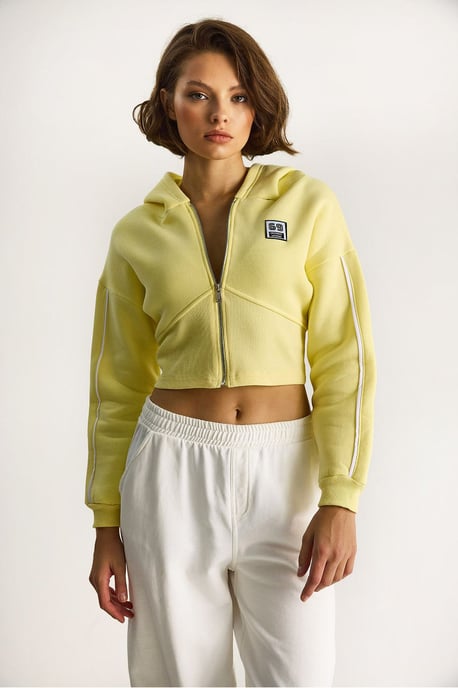 Reißverschluss-Kragen Figurbetontes Crop-Sweatshirt - Image 2