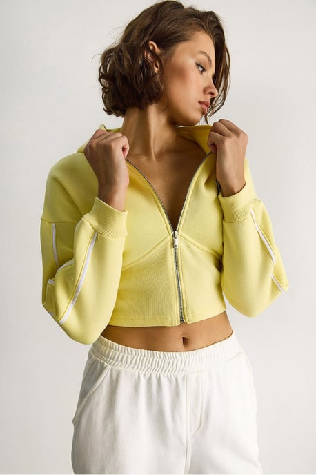 Reißverschluss-Kragen Figurbetontes Crop-Sweatshirt - Image 3