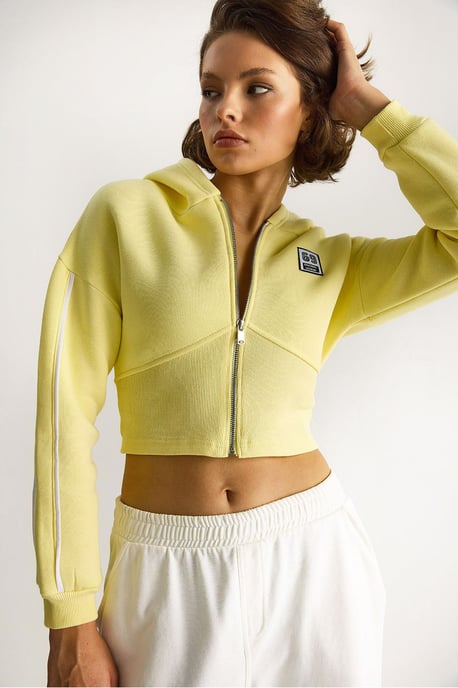 Reißverschluss-Kragen Figurbetontes Crop-Sweatshirt - Image 5