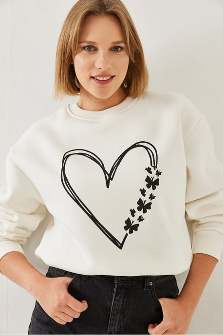 Bedruckter Rundhalsausschnitt Relaxed Fit Sweatshirt - Image 2