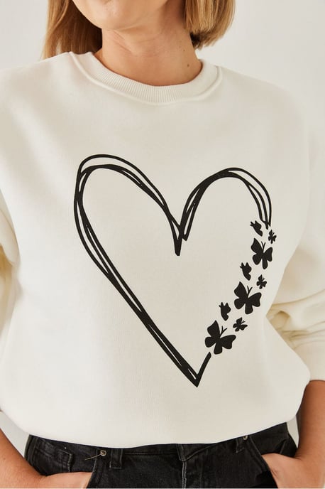 Bedruckter Rundhalsausschnitt Relaxed Fit Sweatshirt - Image 3