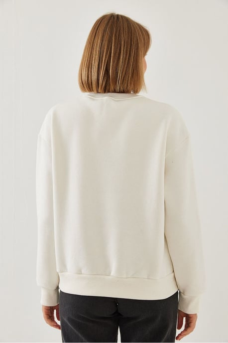 Bedruckter Rundhalsausschnitt Relaxed Fit Sweatshirt - Image 4