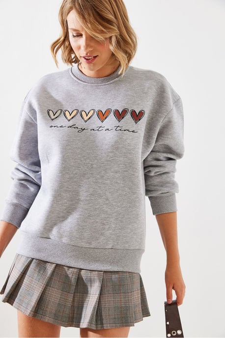 Herz Muster Crew Neck Sweatshirt - Image 2