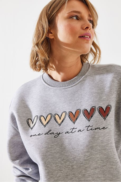 Herz Muster Crew Neck Sweatshirt - Image 3