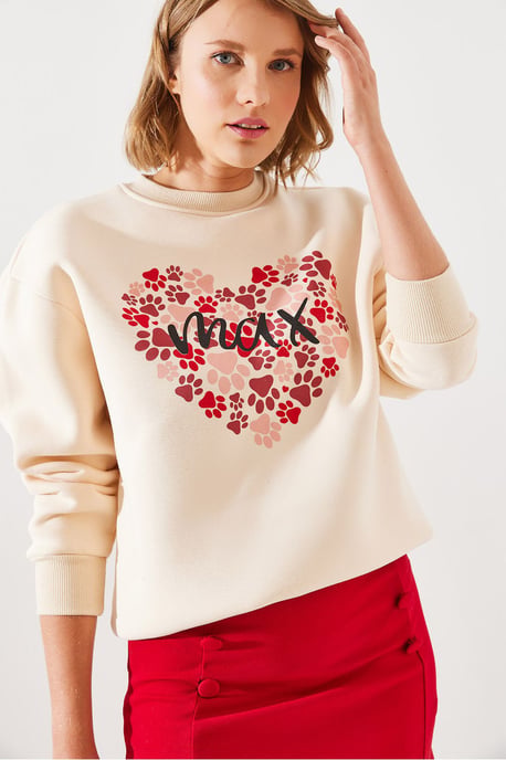 Bedruckter Baumwollrundhals-Sweatshirt - Image 2