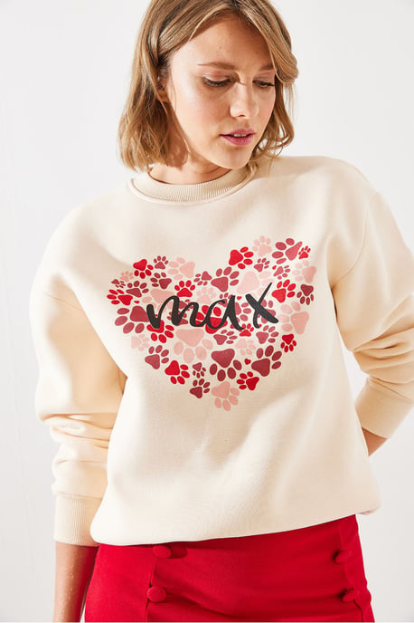 Bedruckter Baumwollrundhals-Sweatshirt - Image 4