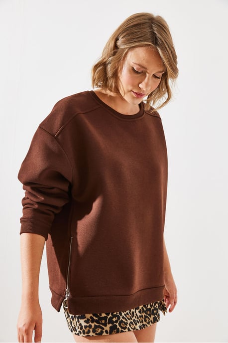 Sweatshirt mit Reißverschluss und Rundhalsausschnitt - Image 2