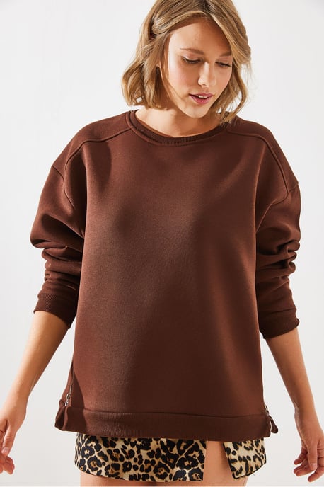 Sweatshirt mit Reißverschluss und Rundhalsausschnitt - Image 4