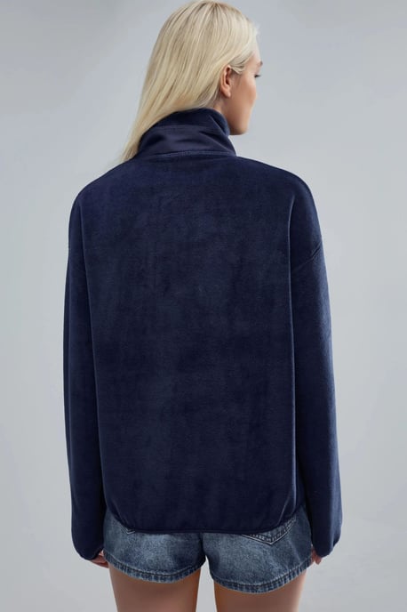 Reißverschlusskragen Plüschstrick-Sweatshirt mit Tasche - Image 2