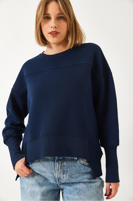 Übergröße Rundhals Strick Sweatshirt - Image 2