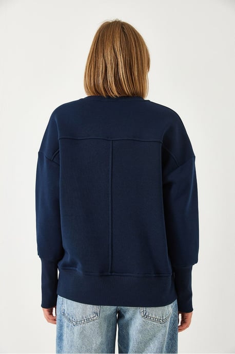 Übergröße Rundhals Strick Sweatshirt - Image 4