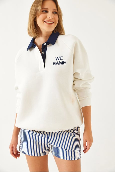 Besticktes Polo-Kragen Langarm-Sweatshirt - Image 3
