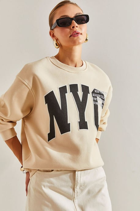 Übergroßer Sweatshirt mit Rundhalsausschnitt und Logo - Image 2
