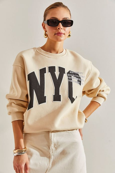 Übergroßer Sweatshirt mit Rundhalsausschnitt und Logo - Image 3