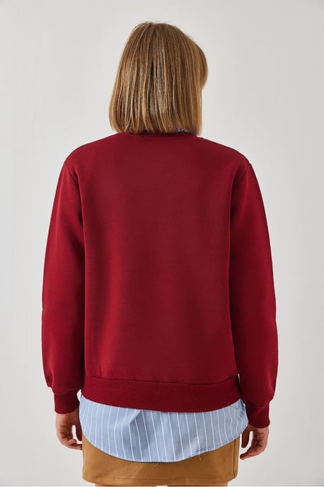 Bestickter Rundhalsausschnitt Baumwoll-Sweatshirt - Image 3