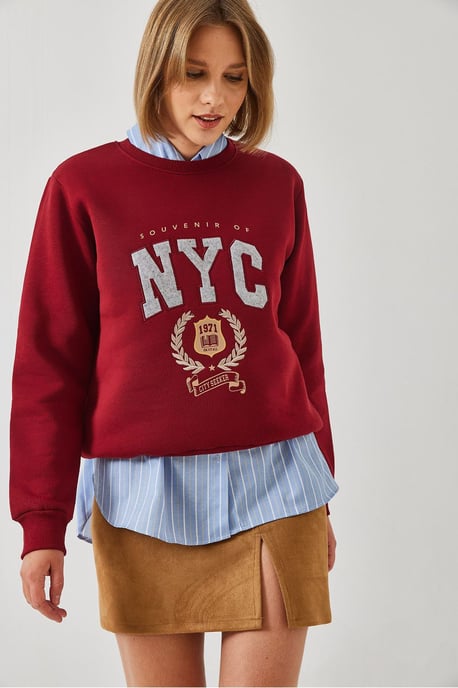 Bestickter Rundhalsausschnitt Baumwoll-Sweatshirt - Image 4