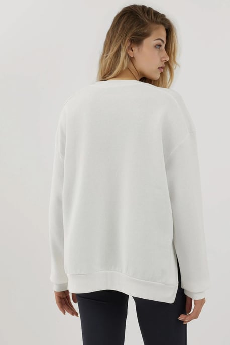 Strukturiertes Sweatshirt mit Rundhalsausschnitt und Reißverschlussdetails - Image 2