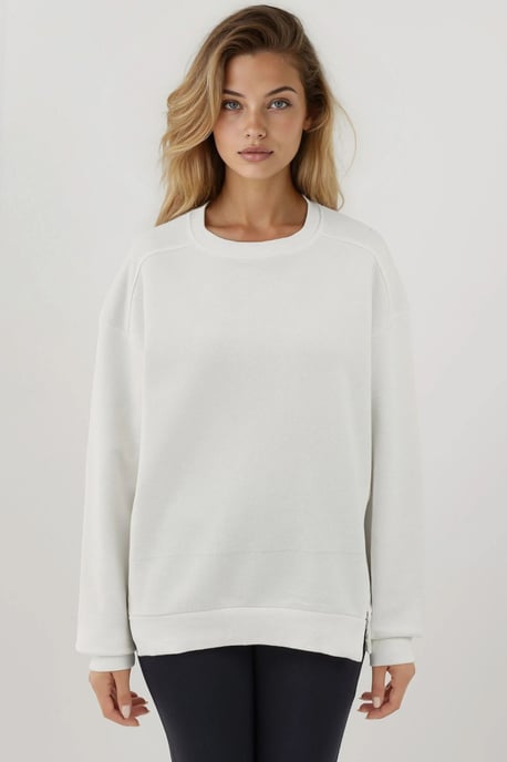 Strukturiertes Sweatshirt mit Rundhalsausschnitt und Reißverschlussdetails - Image 4