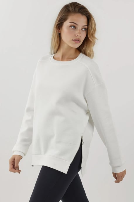 Strukturiertes Sweatshirt mit Rundhalsausschnitt und Reißverschlussdetails - Image 6