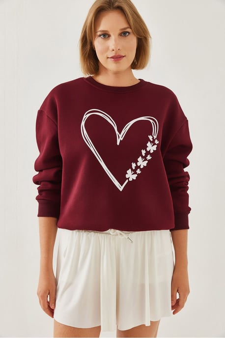 Bedruckter Rundhalsausschnitt Relaxed Fit Sweatshirt - Image 3