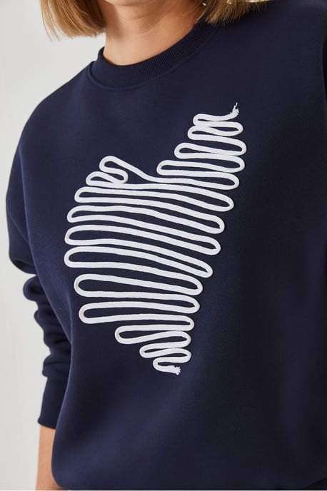 Bestickter Rundhals Baumwoll-Sweatshirt - Image 2