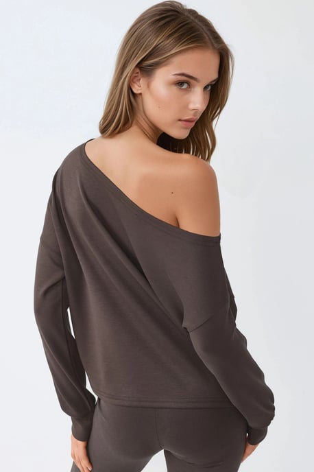 Asymmetrischer Kragen Relaxed Fit Sweatshirt - Image 2