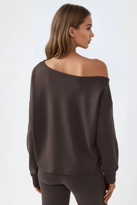 Asymmetrischer Kragen Relaxed Fit Sweatshirt - Image 3