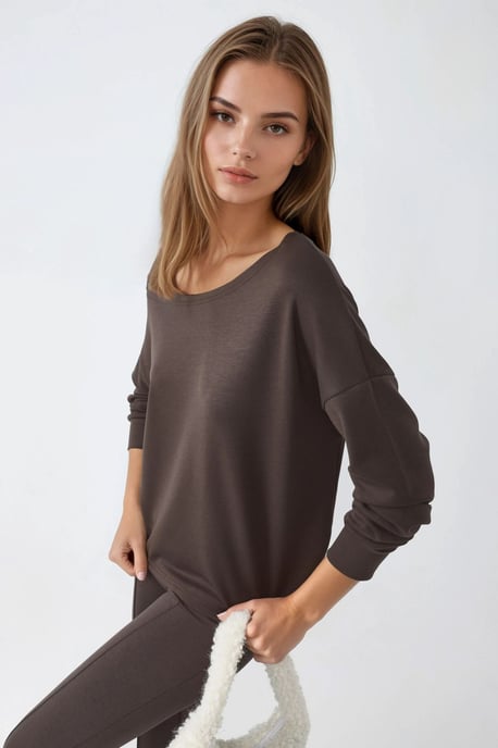 Asymmetrischer Kragen Relaxed Fit Sweatshirt - Image 4