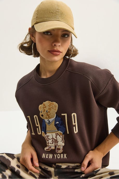Lässiger Hoodie mit Druck und Rundhalsausschnitt - Image 3