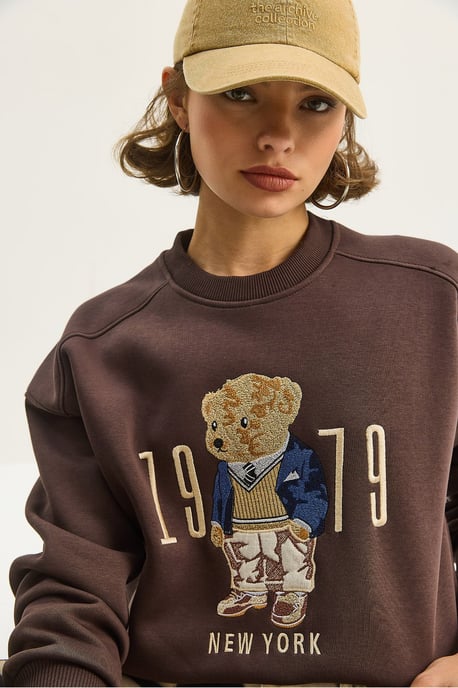 Lässiger Hoodie mit Druck und Rundhalsausschnitt - Image 4
