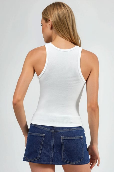 Rippdruck Ärmelloses U- Ausschnitt Tanktop - Image 3