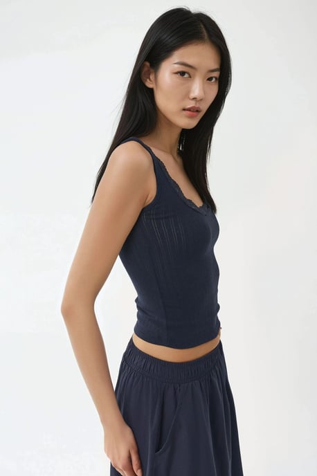 Tanktop mit Spitzenbesatz und U-Ausschnitt - Image 2