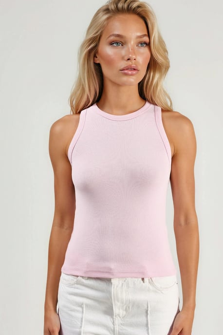 Rippstrick Rundhals Ärmelloses Tanktop - Image 6