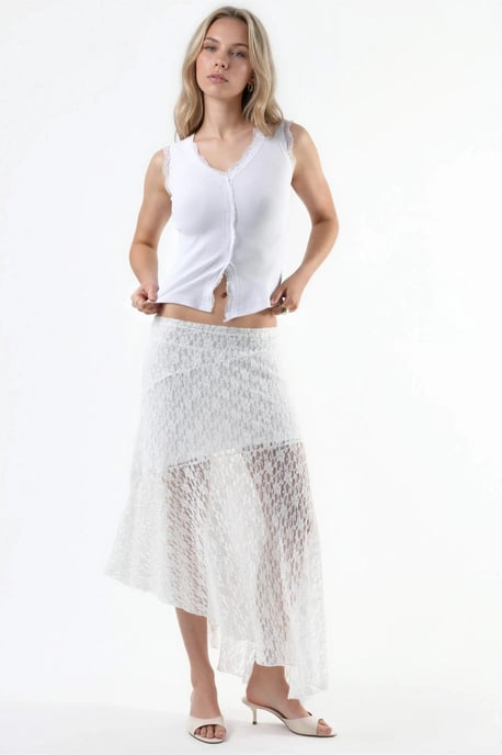 Figurbetontes V-Ausschnitt Tanktop mit Spitzenbesatz - Image 5