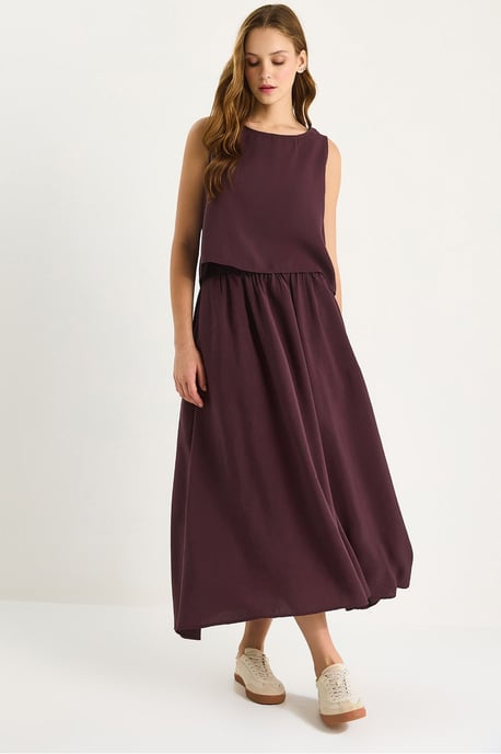 Ärmelloses Scoop-Neck Tanktop und Midrock-Set - Image 1