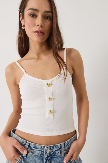 Tailliertes Crop-Top mit Knopfdetails - Image 1