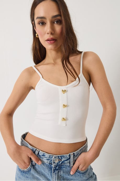 Tailliertes Crop-Top mit Knopfdetails - Image 4