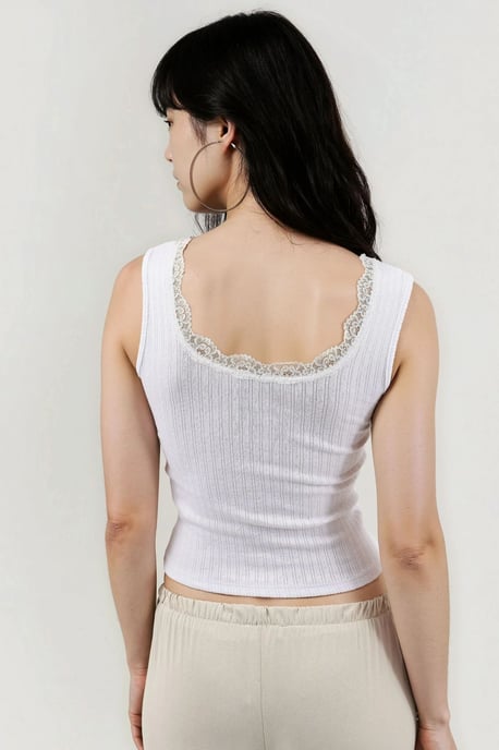 Busem Spitzen-Detail U-Ausschnitt Tanktop - Weiß - Image 3