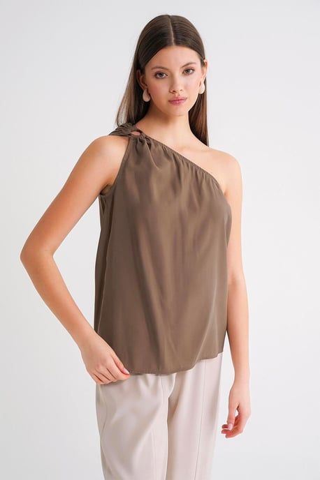Asymmetrisches Kragen-Accessoire Detaillierte Bluse - Image 2