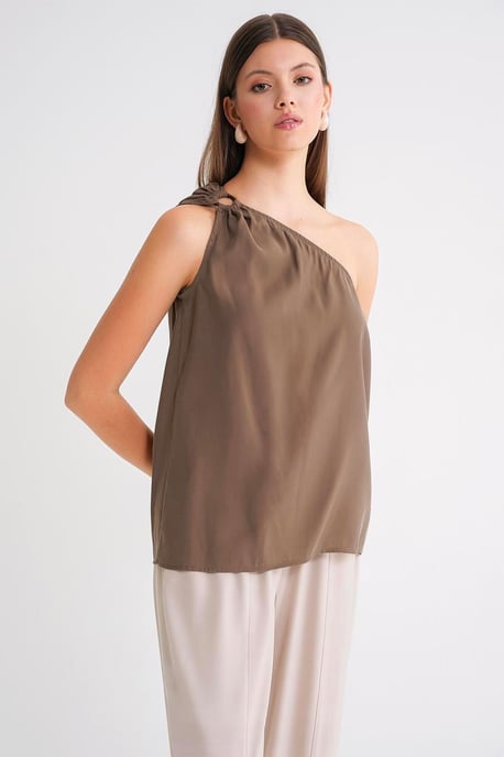 Asymmetrisches Kragen-Accessoire Detaillierte Bluse - Image 3