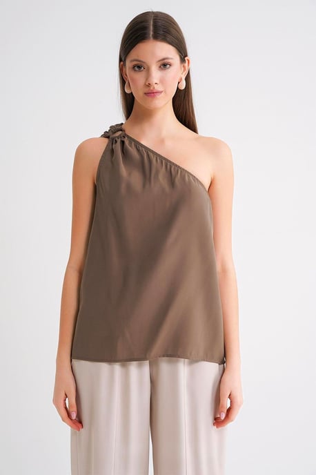 Asymmetrisches Kragen-Accessoire Detaillierte Bluse - Image 4