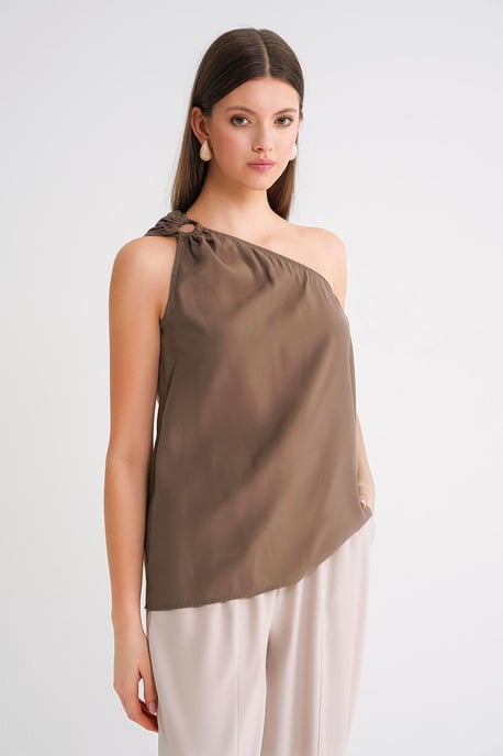 Asymmetrisches Kragen-Accessoire Detaillierte Bluse - Image 5