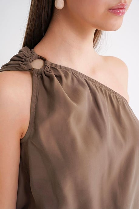 Asymmetrisches Kragen-Accessoire Detaillierte Bluse - Image 6