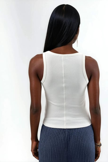 Busem Ärmelloses Tanktop aus Modal-Baumwolle mit U-Ausschnitt - Weiß - Image 3